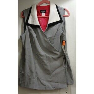 Vintage Cimmaron Plus 18 Houndstooth Sleeveless Blouse NWT Retro Tie Waist